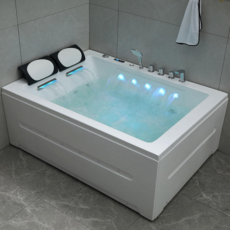 Прямоугольная гидромассажная ванна со светодиодной подсветкой 1700 x 1250 мм для 2 человек