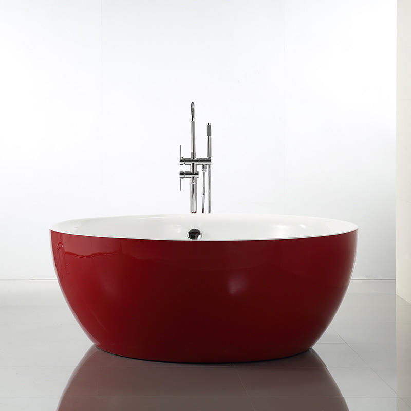 53-дюймовая 59-дюймовая круглая акриловая отдельностоящая ванна красного цвета