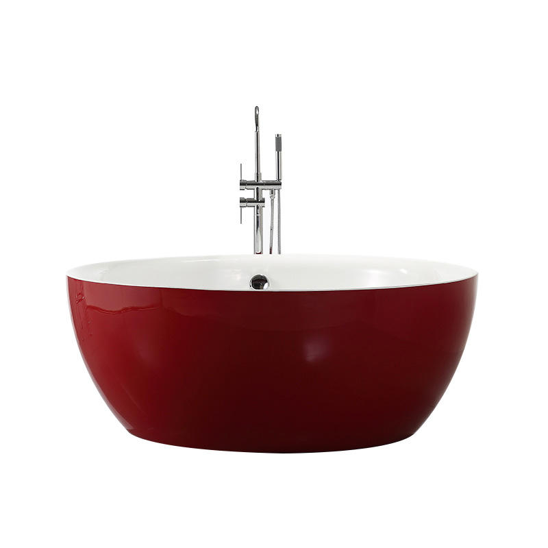 53-дюймовая 59-дюймовая круглая акриловая отдельностоящая ванна красного цвета